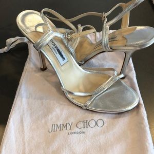Jimmy Choo London strappy silver heels
